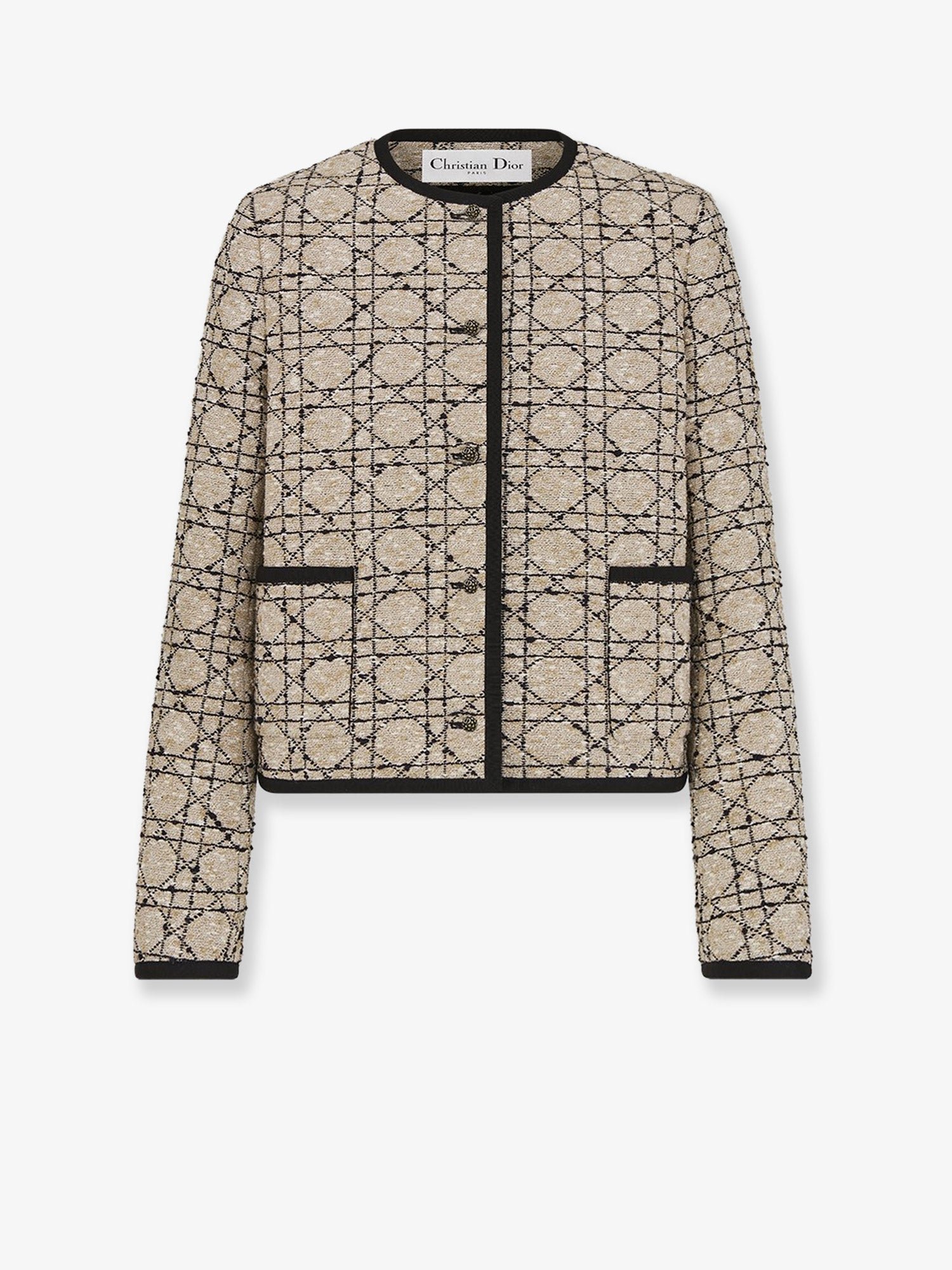 Macrocannage cotton blend tweed blazer