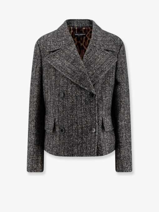 Wool blend striped double-breasted blazer