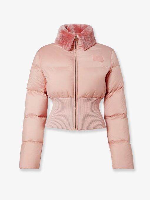Technical fabric and shearling down jacket
