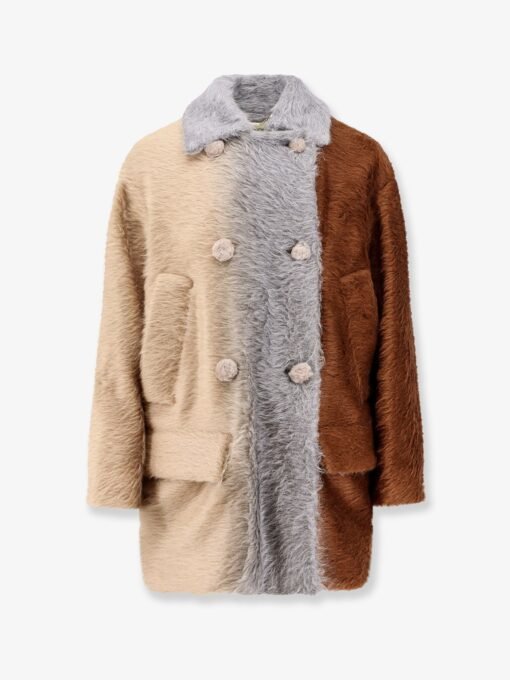 Alpaca and wool double-breasted coat