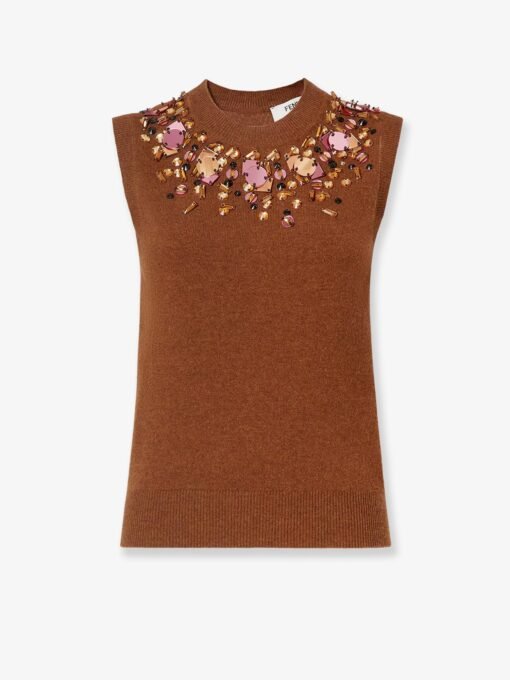 Sleeveless wool and cashmere sweater