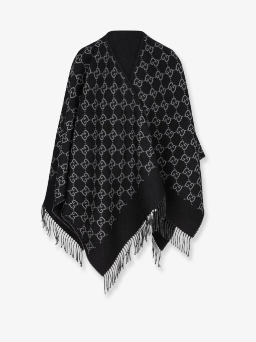 GG jacquard wool cape