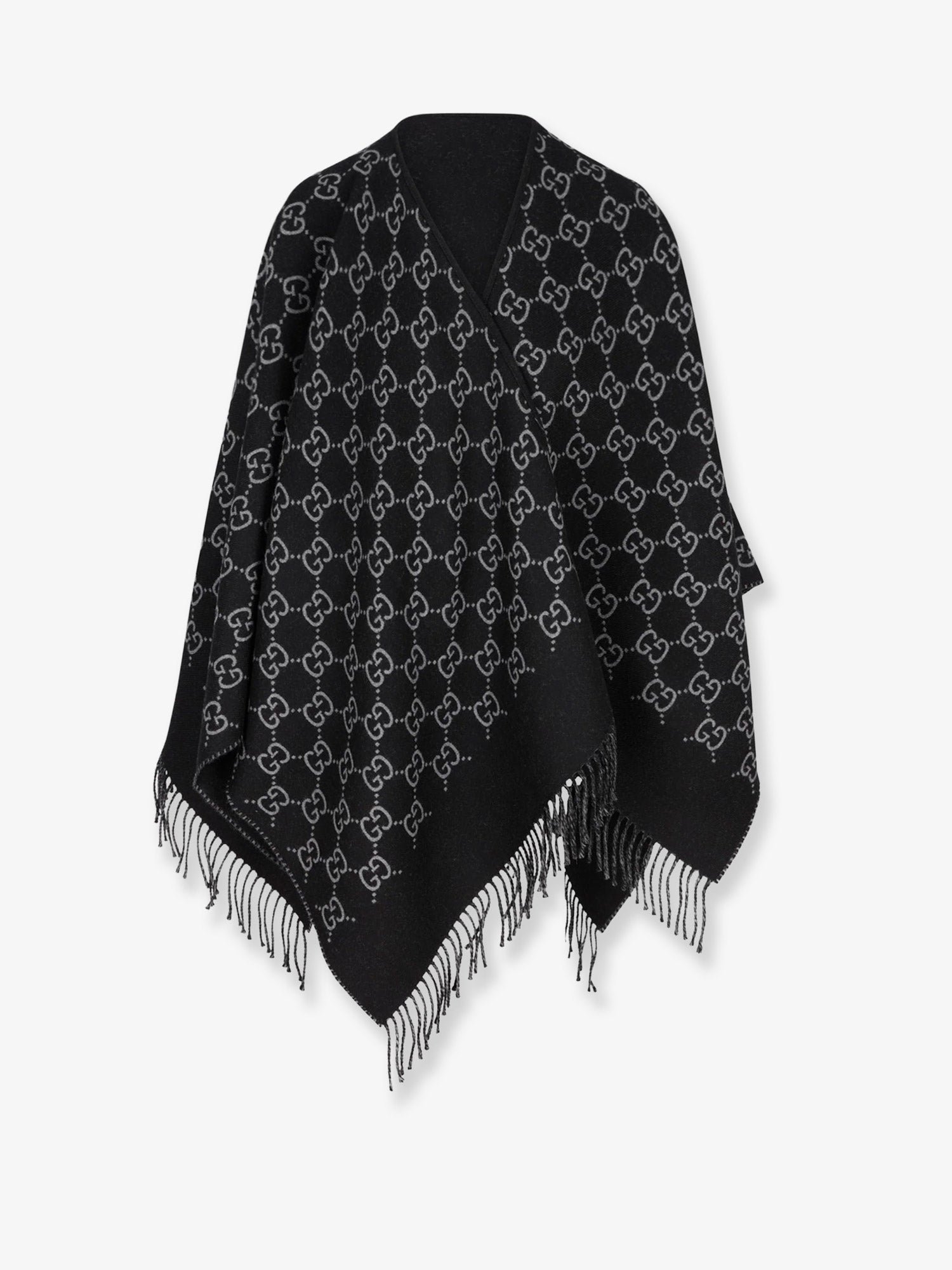 GG jacquard wool cape
