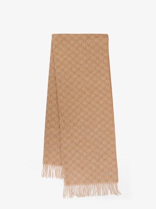 Logo camel scarf with all-over logo