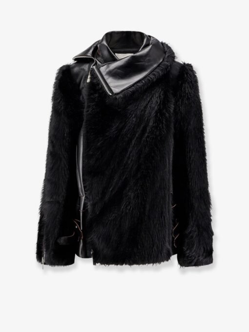 Leather Jacket with synthetic fur inserts