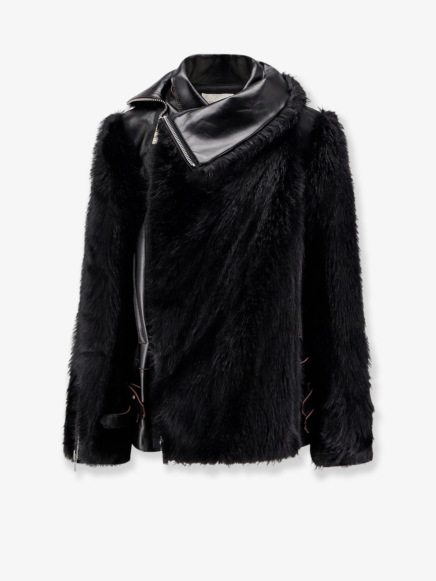 Leather Jacket with synthetic fur inserts