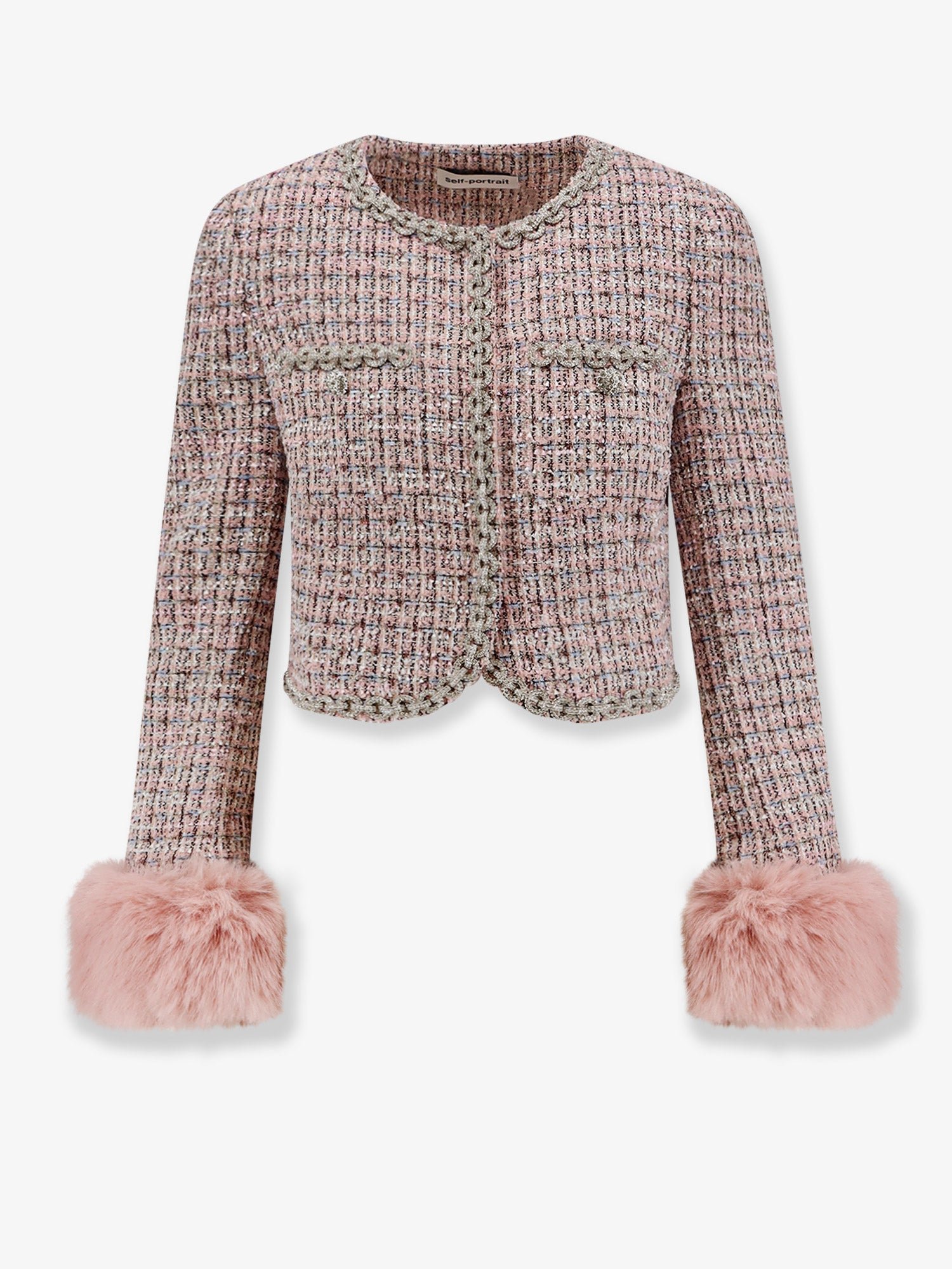 Bouclé fabric blazer with jewels profiles