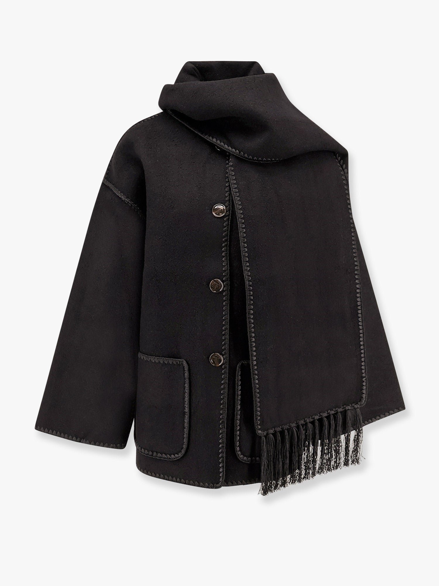 Embroidered Scarf wool blend Jacket