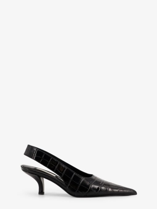 Leather slingback pumps with croco effect
