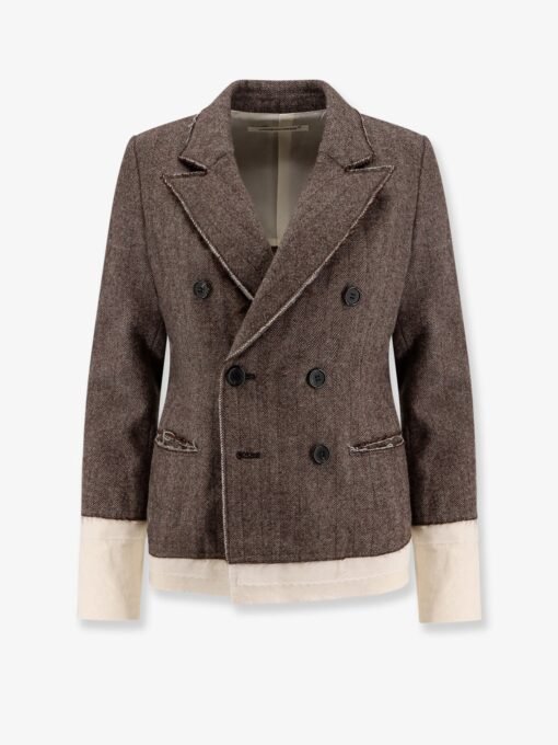 Wool blend blazer with frayed profiles