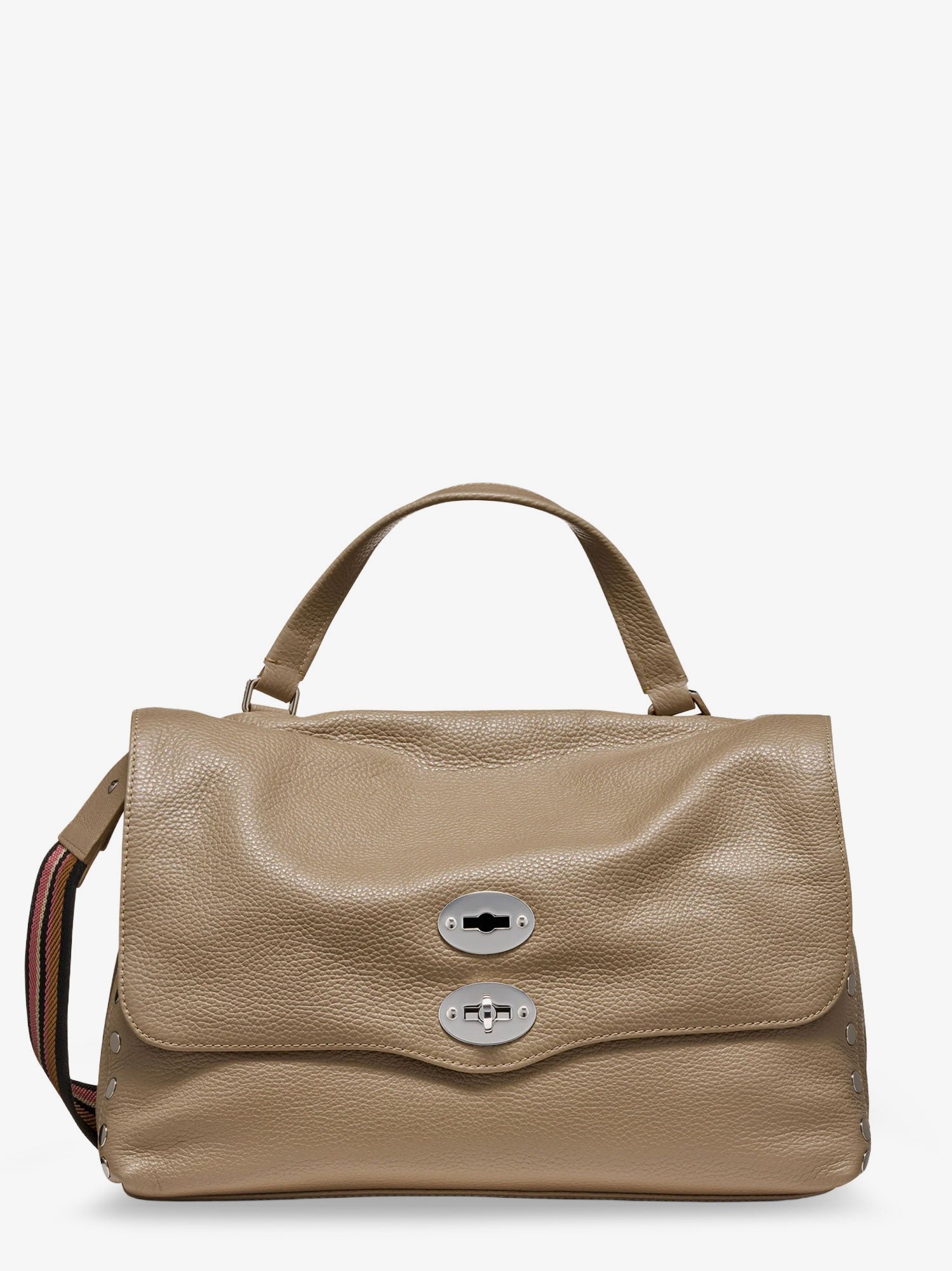 Postina M leather crossbody bag with double shoulder strap