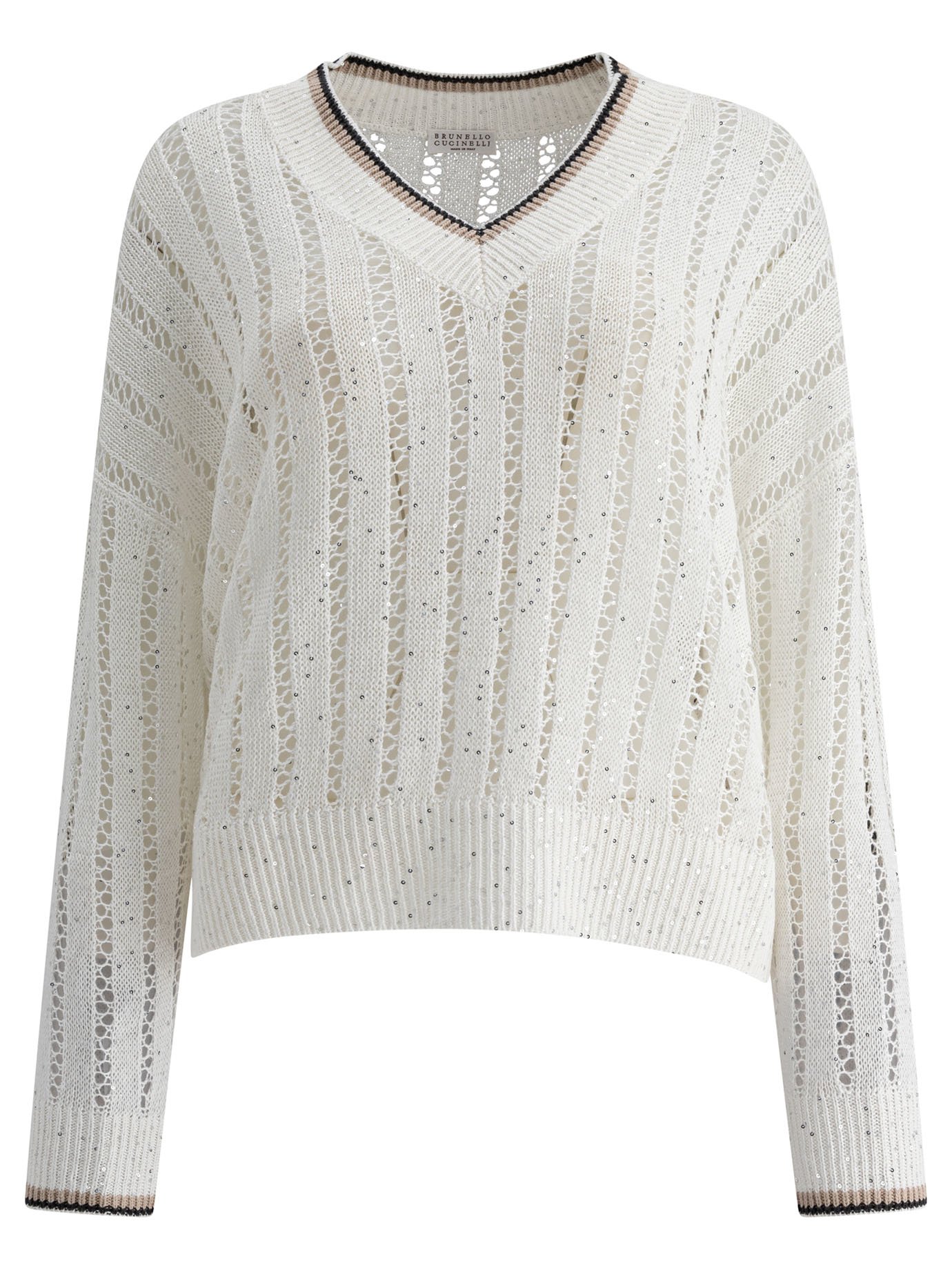 "Daxxling Ribbed Net" Sweater in Linen