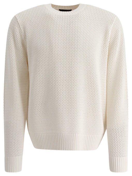 Perforated crew neck sweater