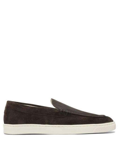 Chevron-effect suede loafers