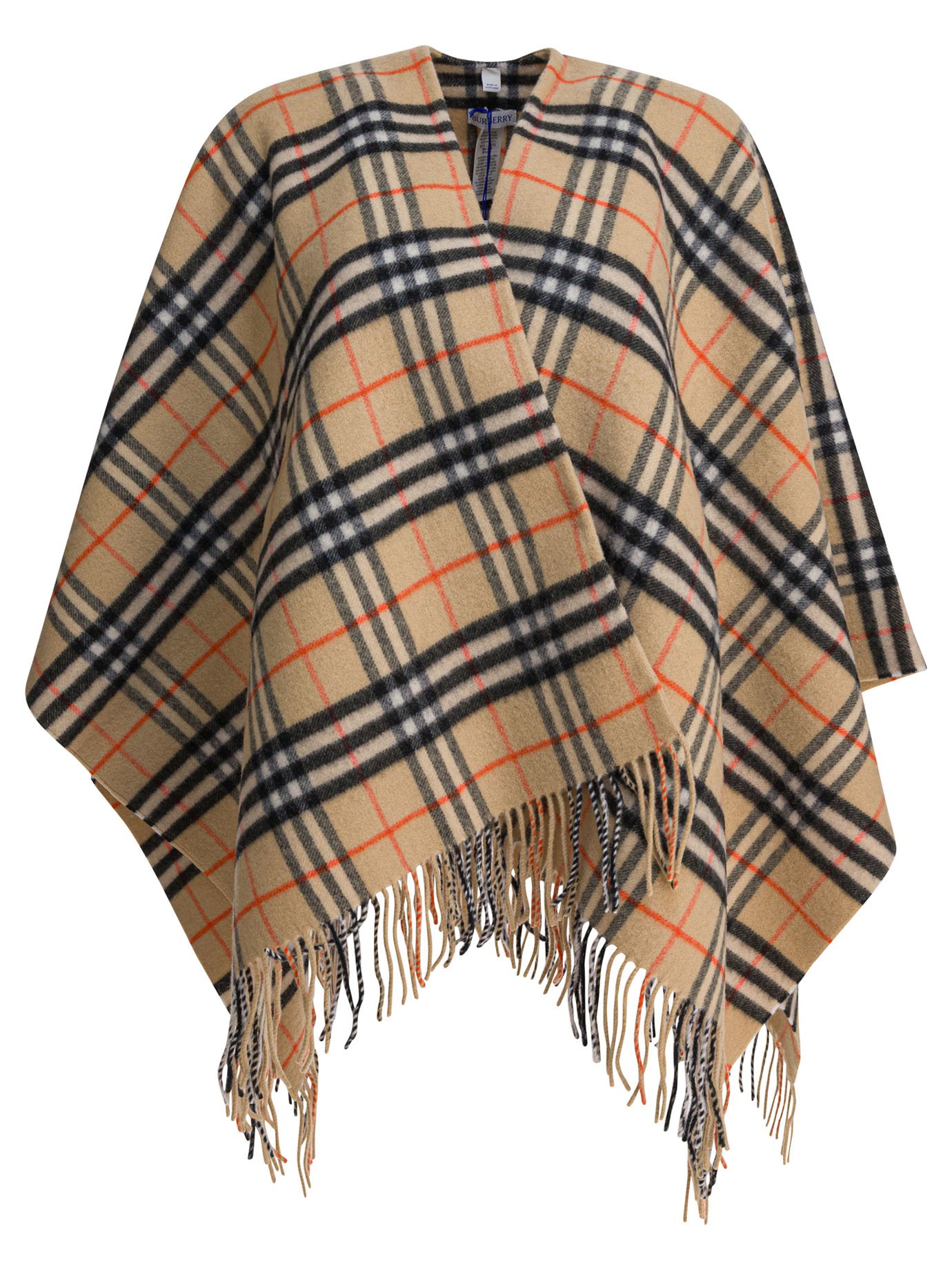 "Check" Wool and cashemre cape