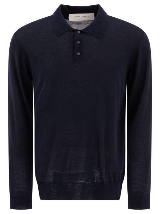 Wool long-sleeved polo shirt