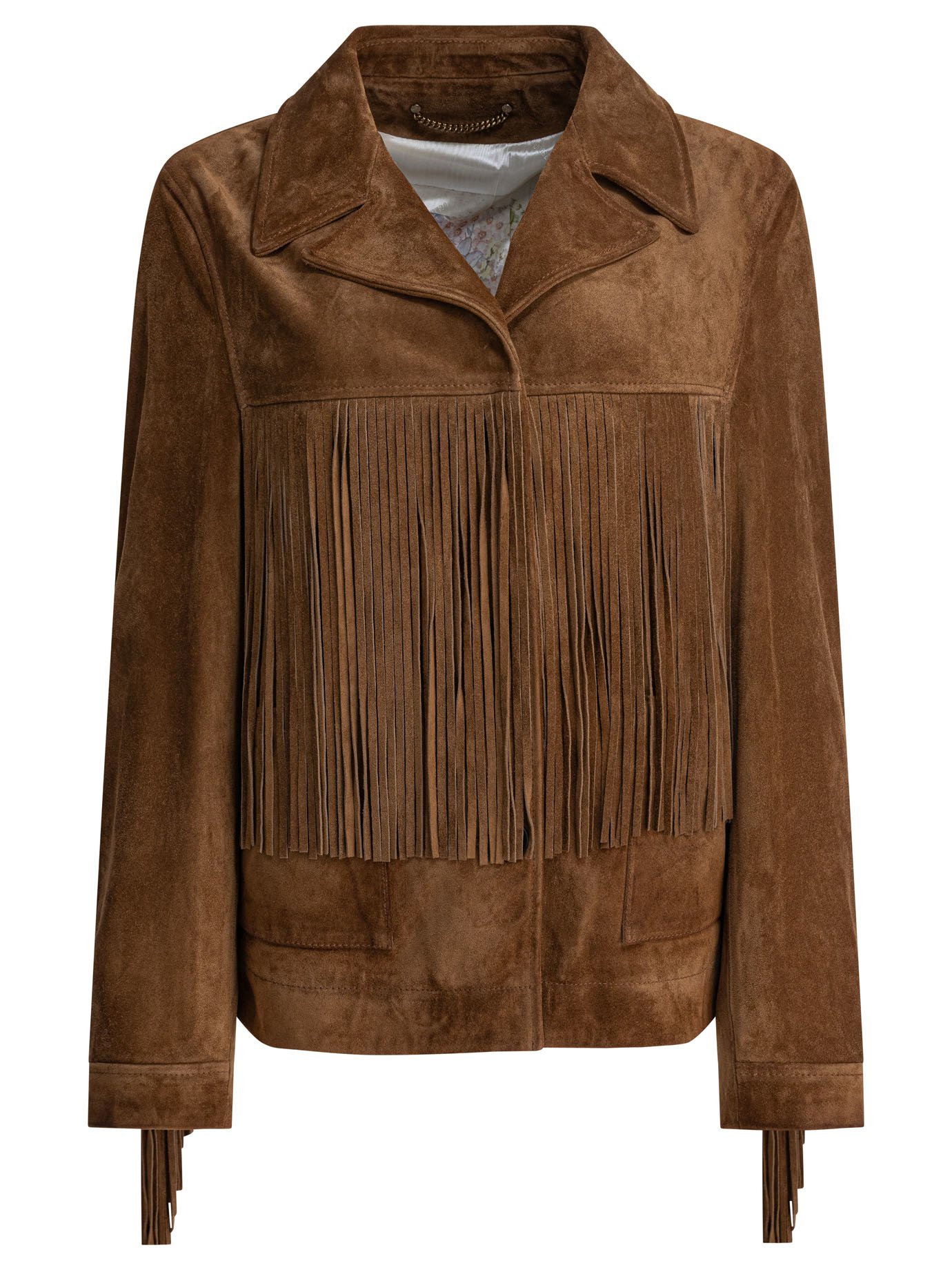 Suede jacket with bangs