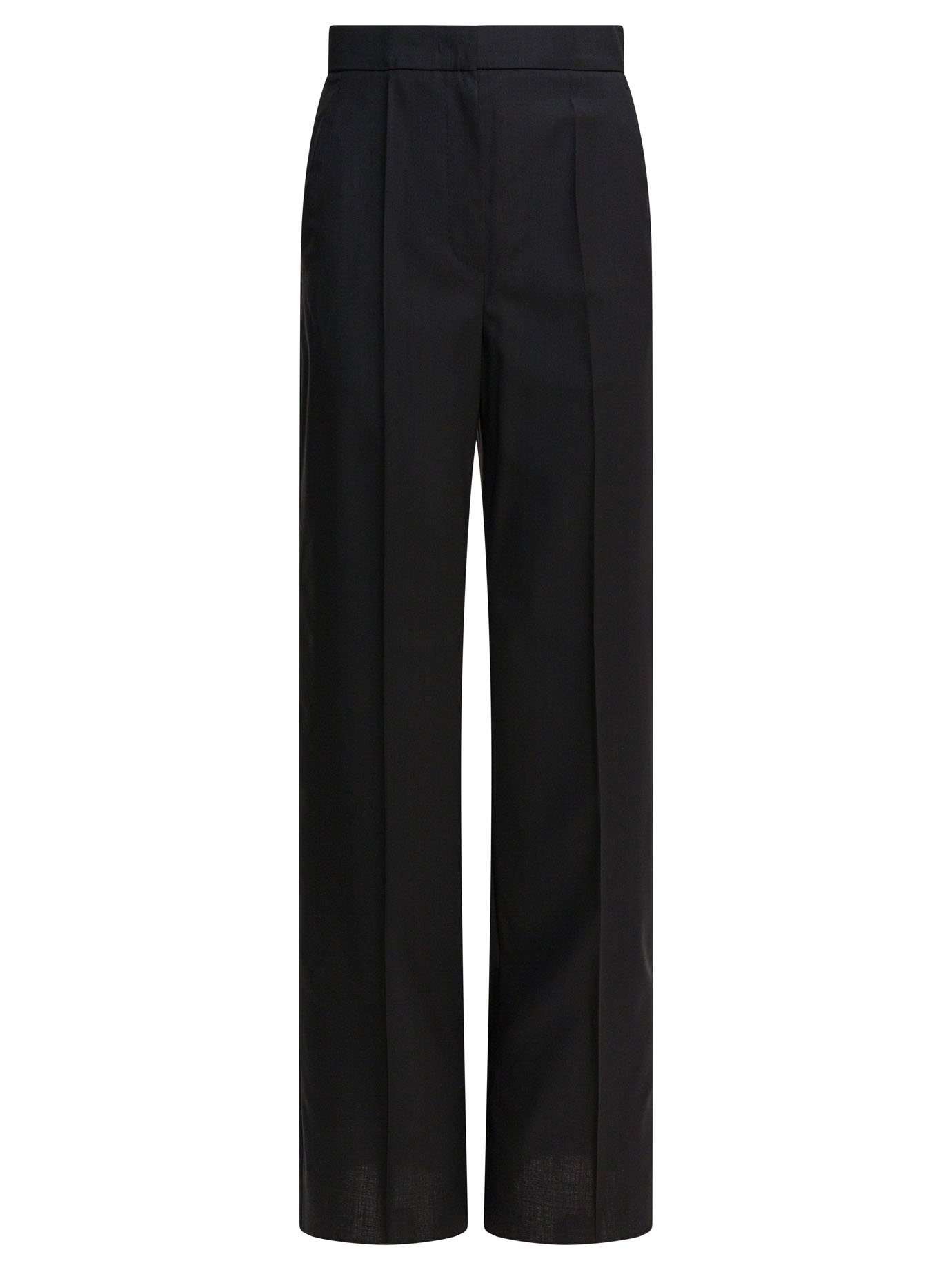 Light wool straight trousers