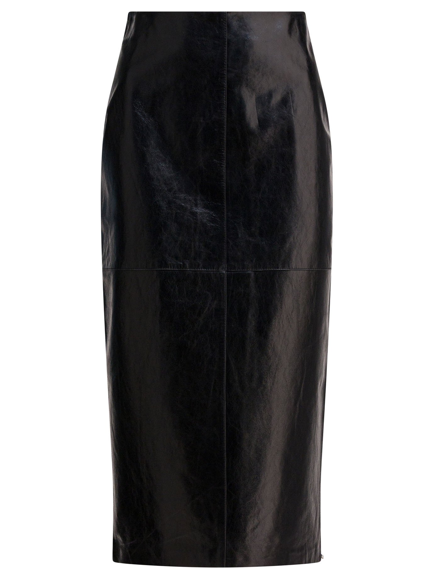 Leather midi skirt