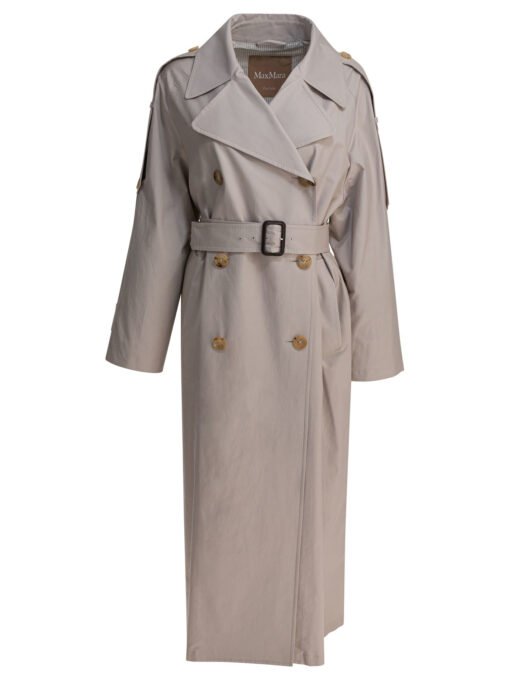 Double-breasted cotton twill trench coat