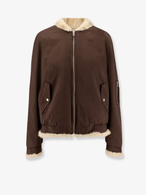 Reversible nylon and faux shearling bomber jacket