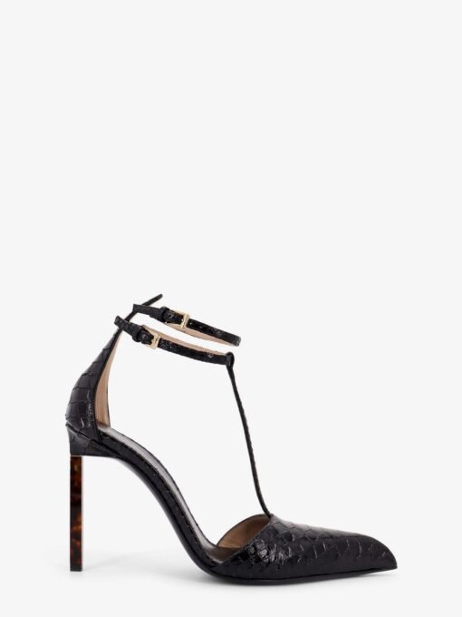 Python-effect leather pumps