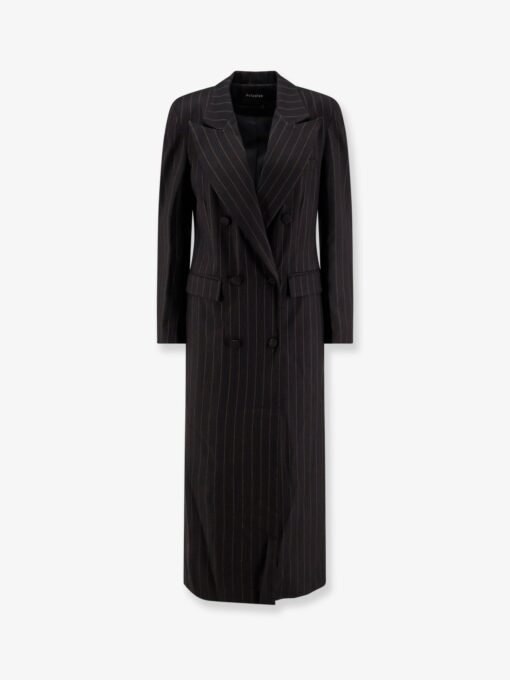 Double-breasted pinstriped coat