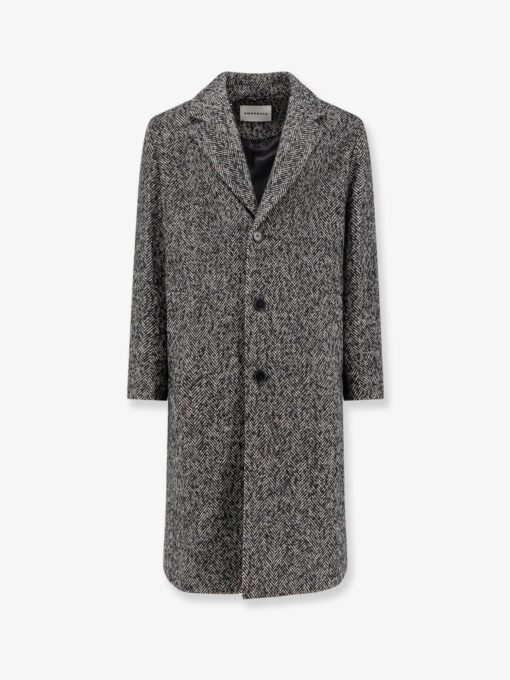 Herringbone pattern wool coat