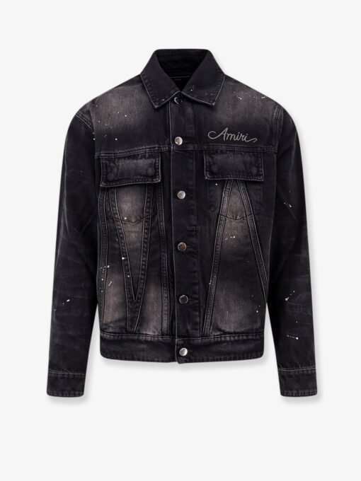Denim jacket with embroidered logo on the front