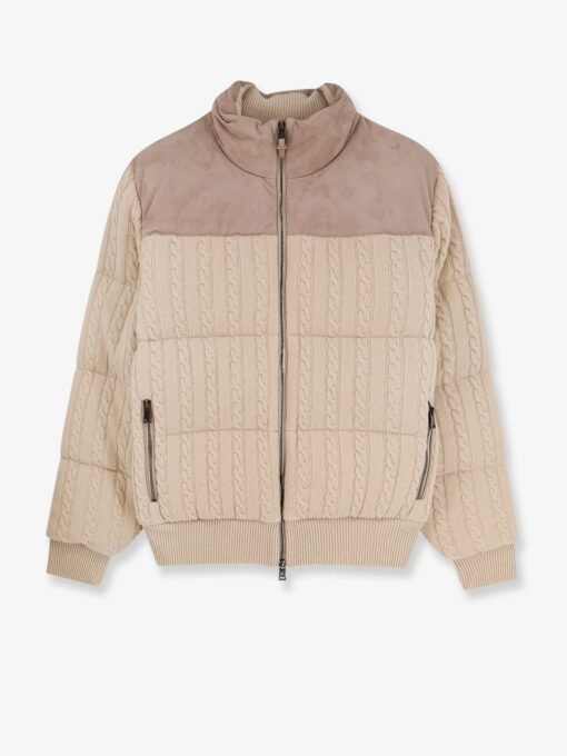 Heat virgin wool and cashmere jacket with suede inserts