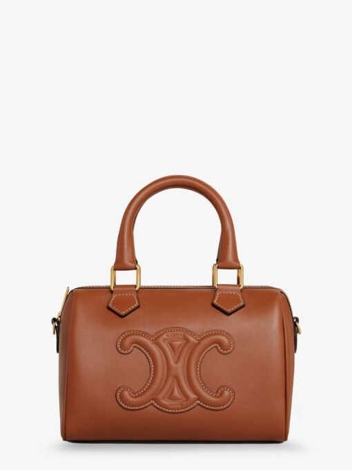 Small Boston leather handbag with logo on the front