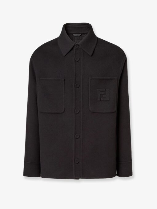 Wool coat with FF embossed detail