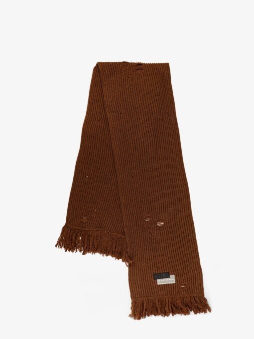 Wool blend scarf with distressed effect