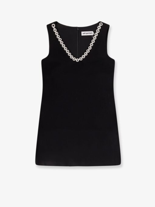 Crepe mini dress with jewel trim