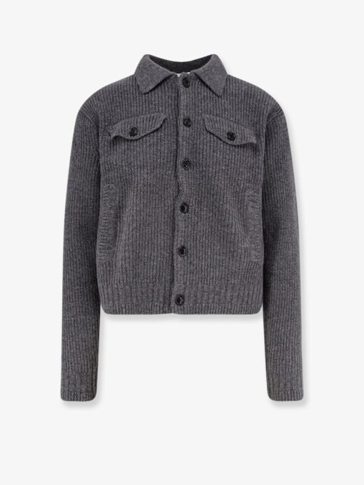 Ribbed wool and cotton cardigan