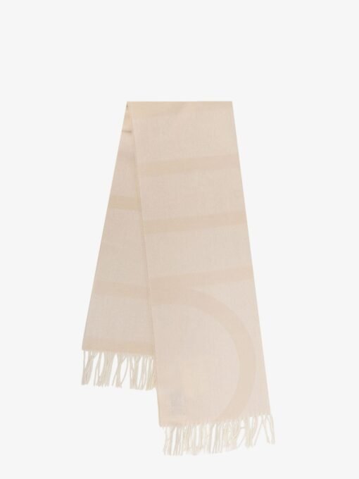 Jacquard virgin wool scarf with logo monogram